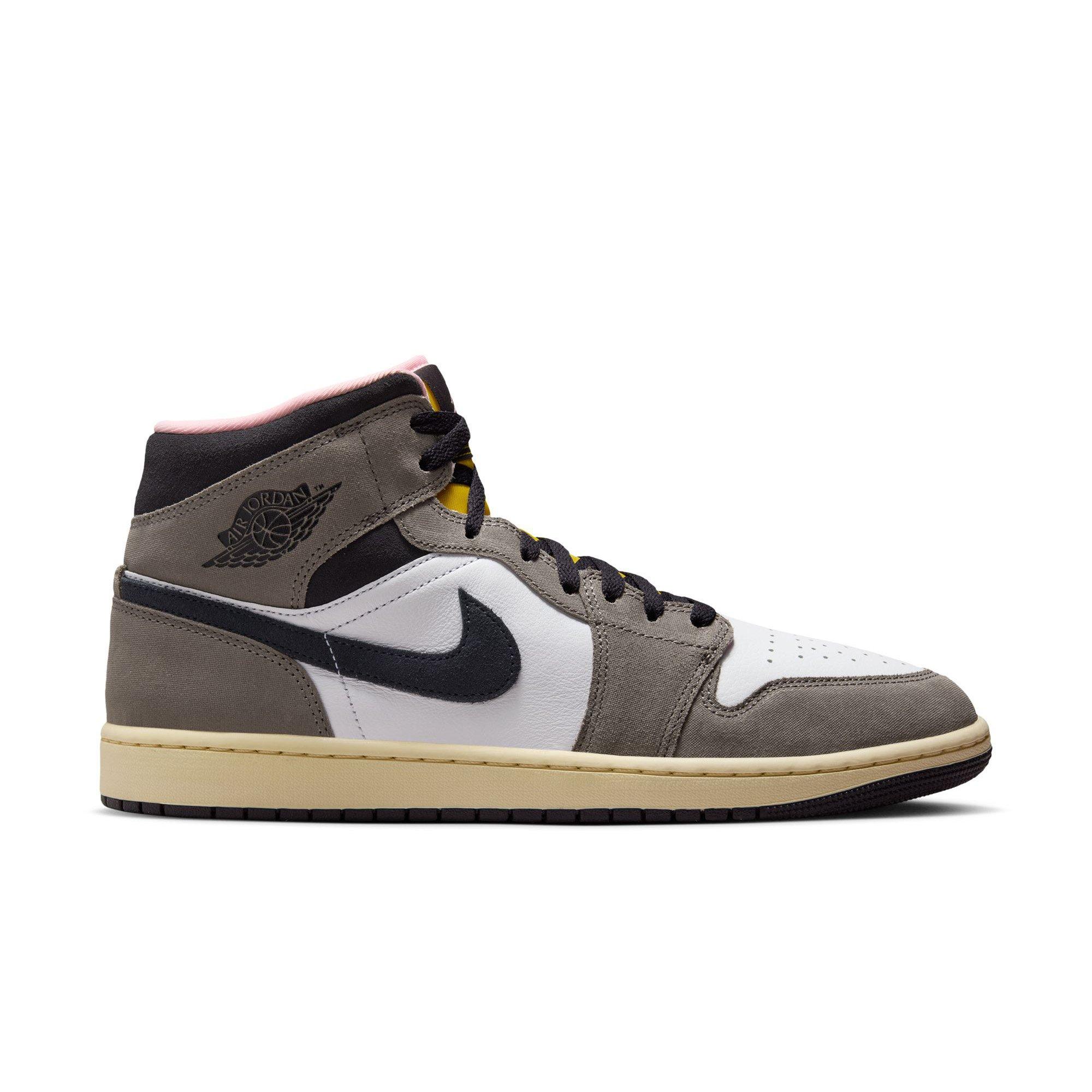 NIKE AIRJORDAN 1 MID SE WHITE/OIL ケイブグレー White/Grey Leather Sneaker Air Jordan 1 Mid SE | Hibbett